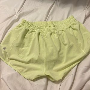 Never worn yellow/ green lulu shorts